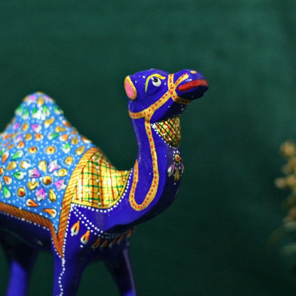 Metal Meenakari Camel Figurine 8" — Handcrafted Enamel Art Showpiece