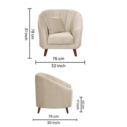 Modern Curved Barrel Accent Armchair
