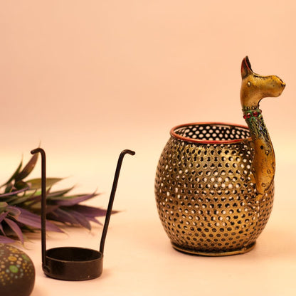 Handcrafted Iron Painted Camel Tea Light Holder – Decorative Metal Candle Holder for Home Décor