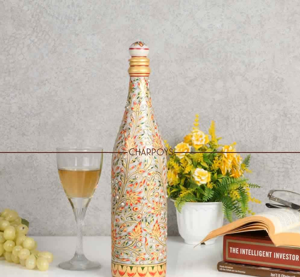 Marble Painted Decorative Wine Bottle