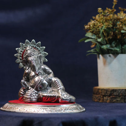 Metal Lete Ganesh — Handcrafted Reclining Ganesha Figurine