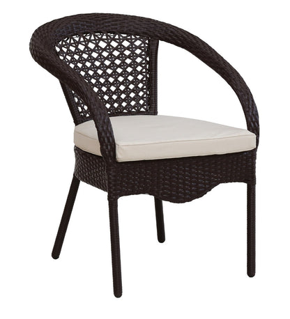5-Piece Woven Patio Dining Set with 4 Armchairs & Glass-Top Table