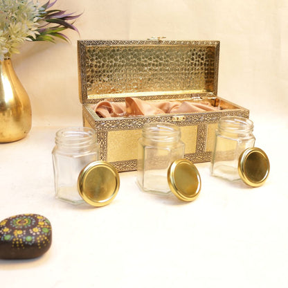 Handcrafted 3 Jar Dry Fruit Box with Regzin Finish – Premium Decorative Storage & Gift Box