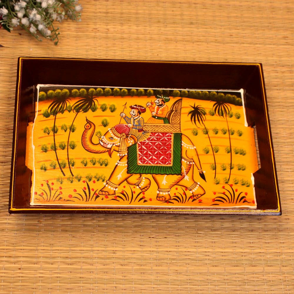 Wooden Elephant Printed Tray 12x8