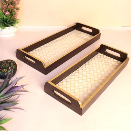 Handcrafted Gold Serving Tray Set (Set of 2) – Premium Decorative & Serving Tray
