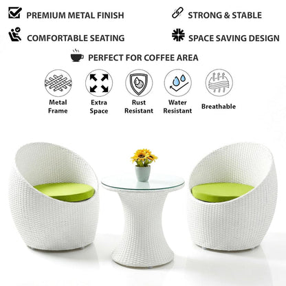 Outdoor Patio Conversation Set – 2 Chairs & 1 Round Table