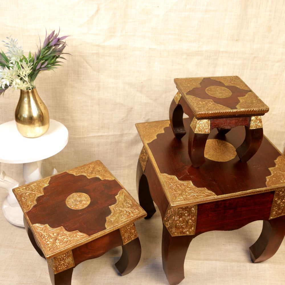 OPIUM STOOL SET OF 3 (10x10x10, 12x12x12, 14x14x14 inches)