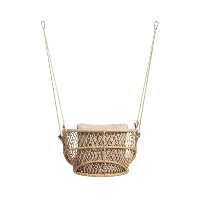 Woven Hanging Swing Chair – Single Seat Outdoor Hanging Chair with Cushion