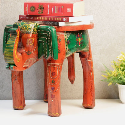 10' Wooden Colorful Elephant Stool