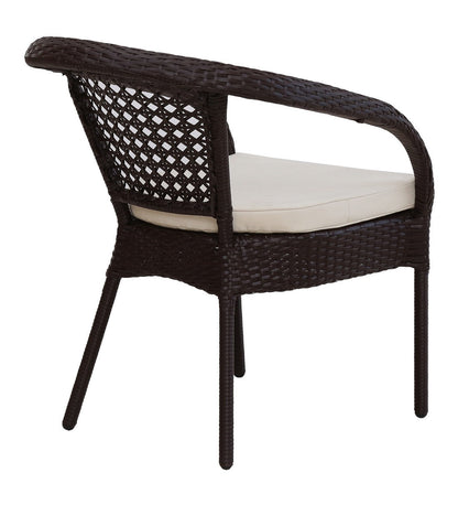 5-Piece Woven Patio Dining Set with 4 Armchairs & Glass-Top Table
