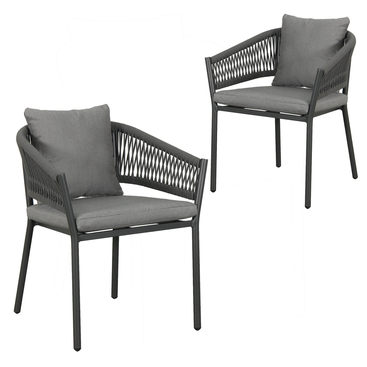 4-Seater Woven Outdoor Dining Set – Round Patio Table & 4 Armchairs