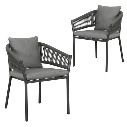 4-Seater Woven Outdoor Dining Set – Round Patio Table & 4 Armchairs