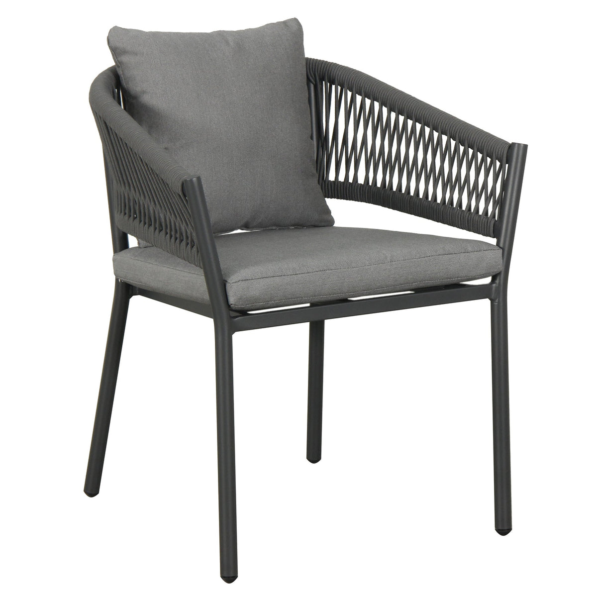 4-Seater Woven Outdoor Dining Set – Round Patio Table & 4 Armchairs