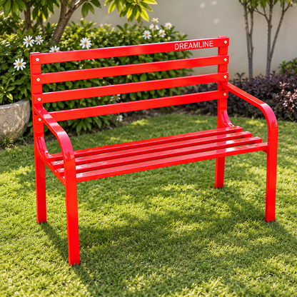 Outdoor Garden Bench | Metal Patio Bench with Backrest & Armrests