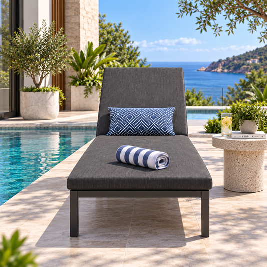 Outdoor Reclining Chaise Lounge | Adjustable Poolside Sun Lounger