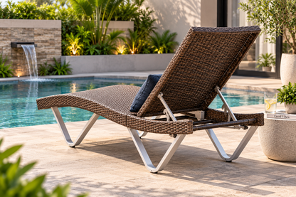 Outdoor Chaise Lounge Chair | Adjustable Reclining Poolside Sun Lounger