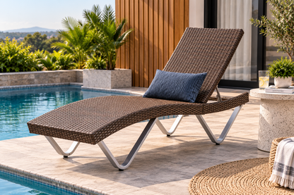 Outdoor Chaise Lounge Chair | Adjustable Reclining Poolside Sun Lounger