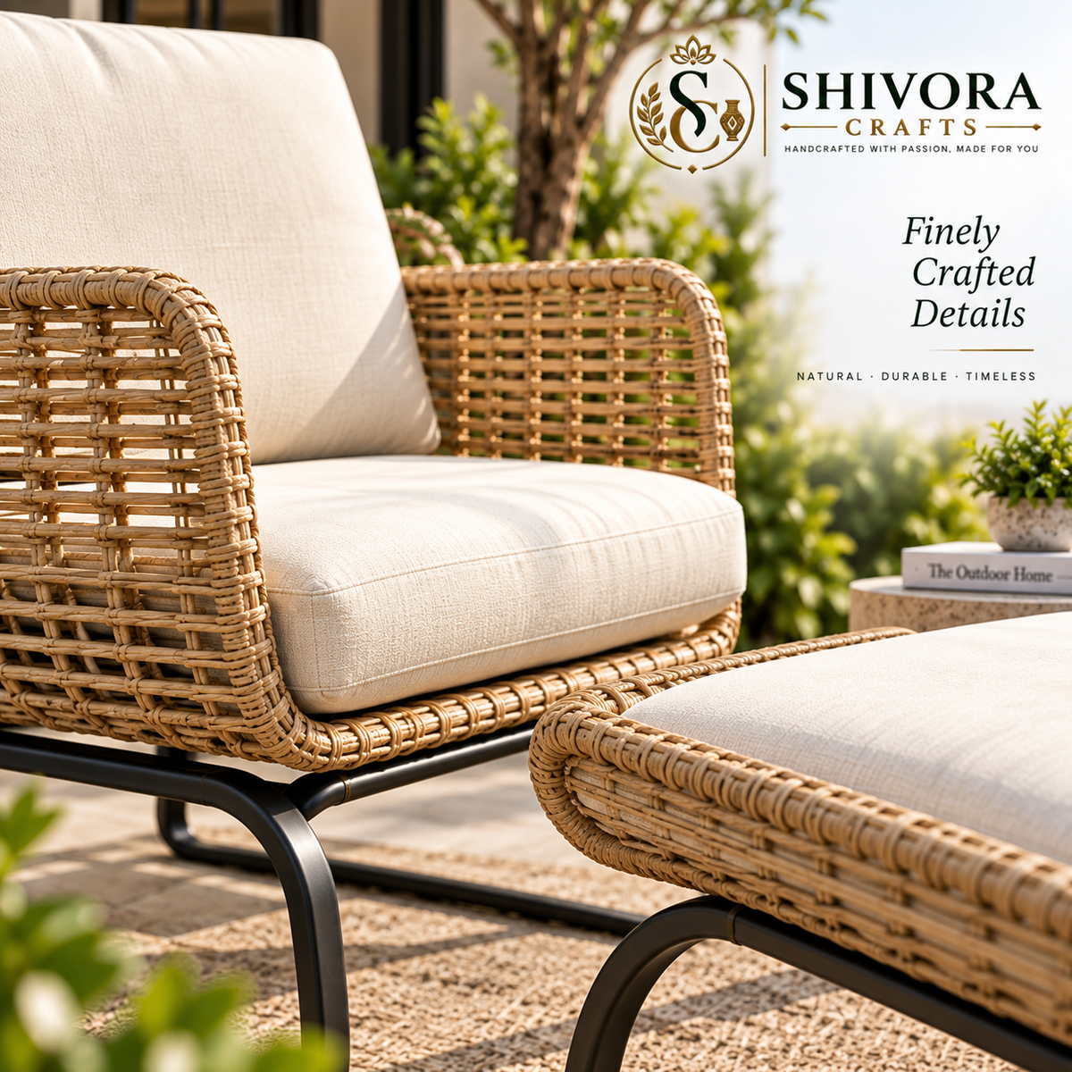 Outdoor Lounge Chair & Ottoman Set – Patio Conversation Seating