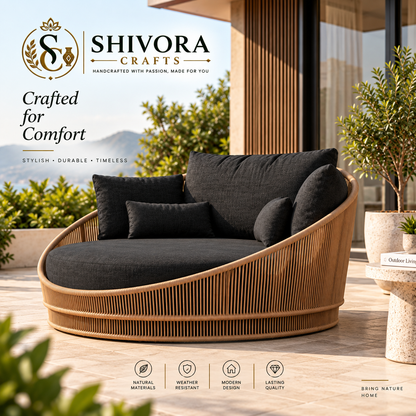 Outdoor Circular Lounge Sofa – Woven Patio Daybed Seating