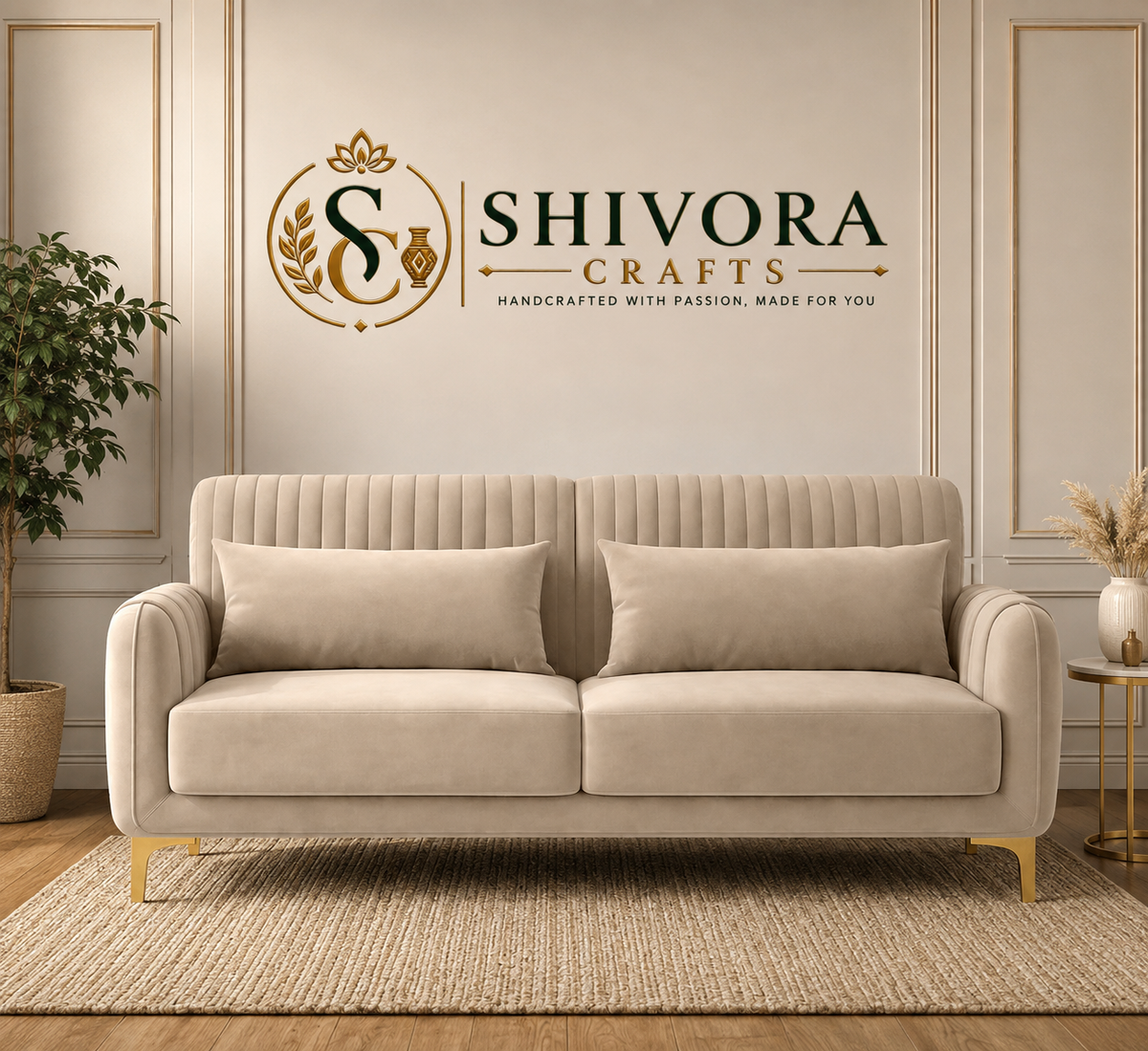 Modern Vertical Channel 2 Seater Sofa