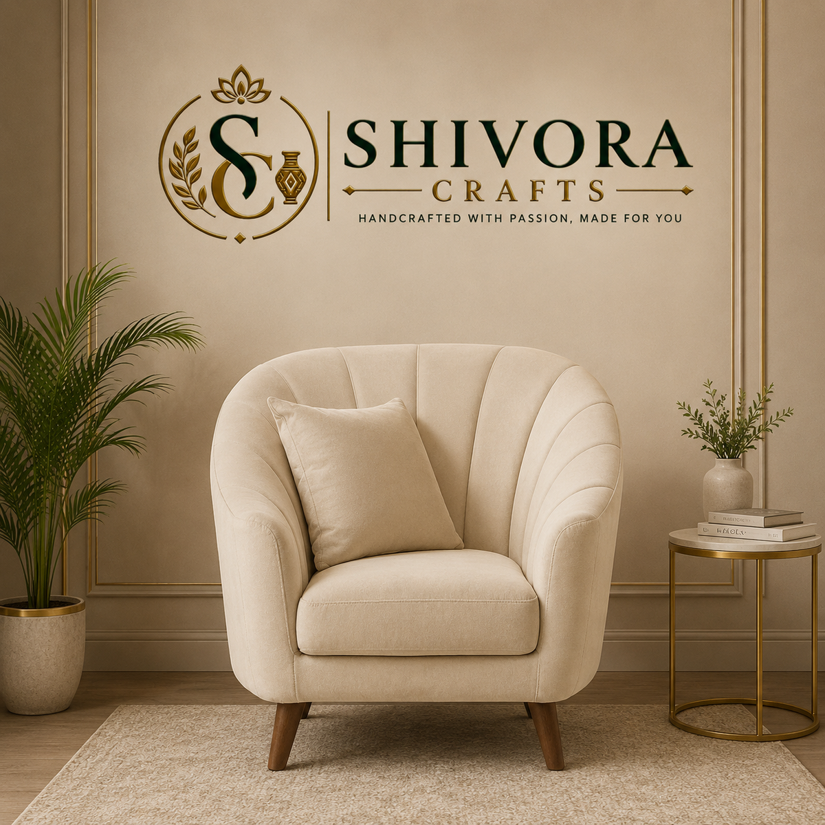 Modern Curved Barrel Accent Armchair