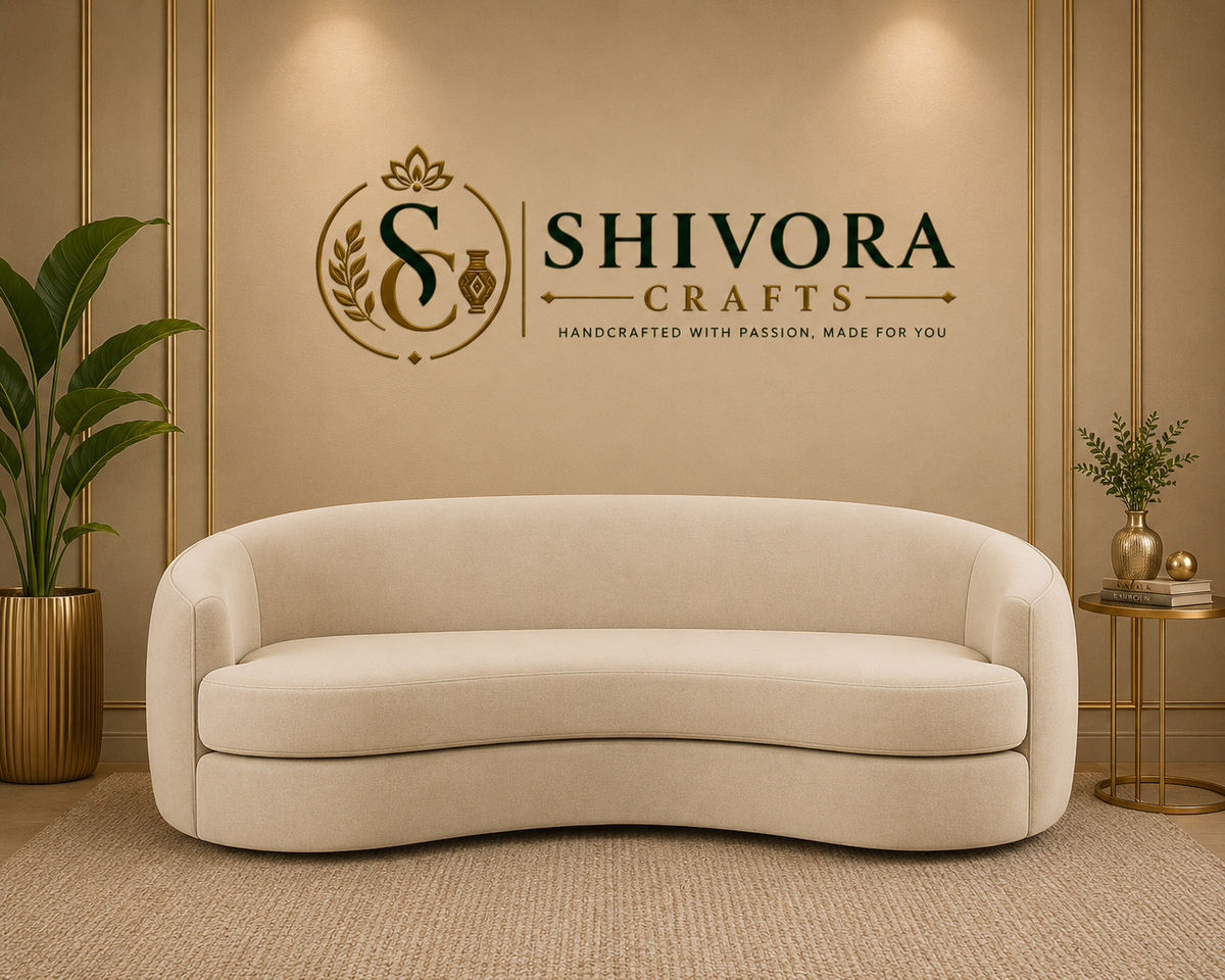 Modern Curved 3-Seater Sofa with Deep Seat & Rounded Arms