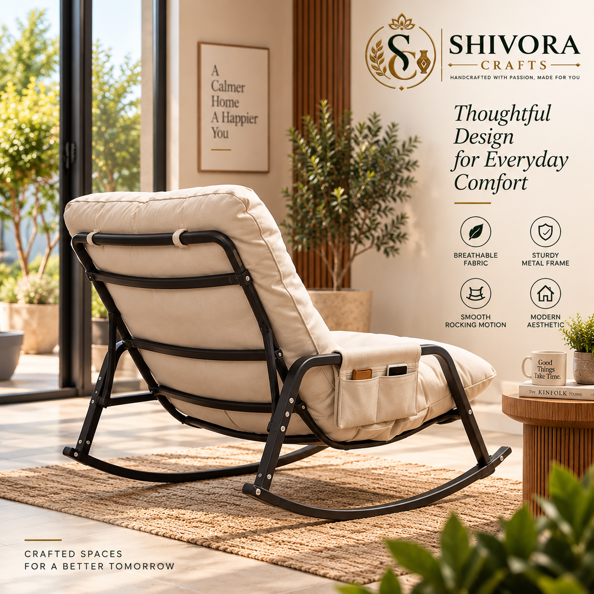 Outdoor Rocking Lounge Chair – Cushioned Reclining Patio Chair