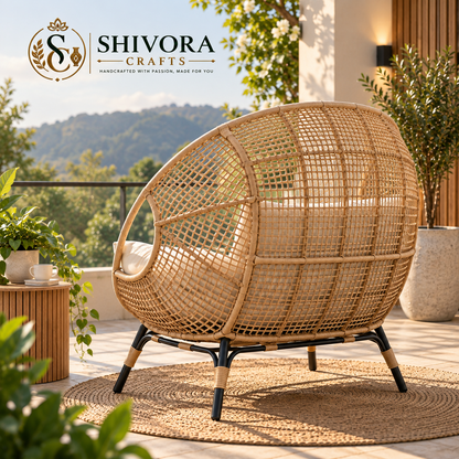 Outdoor Wicker Loveseat – 2 Seater Patio Conversation Sofa