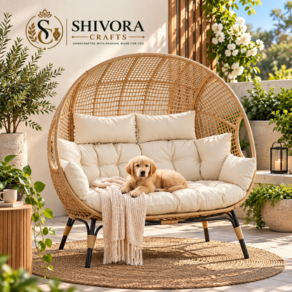 Outdoor Wicker Loveseat – 2 Seater Patio Conversation Sofa