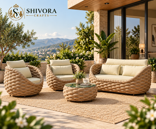 Outdoor Wicker Patio Sofa Set – 4 Piece Conversation Seating Set