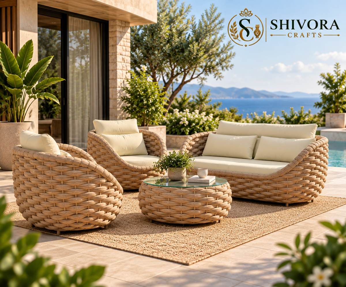 Outdoor Wicker Patio Sofa Set – 4 Piece Conversation Seating Set