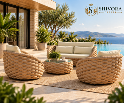 Outdoor Wicker Patio Sofa Set – 4 Piece Conversation Seating Set