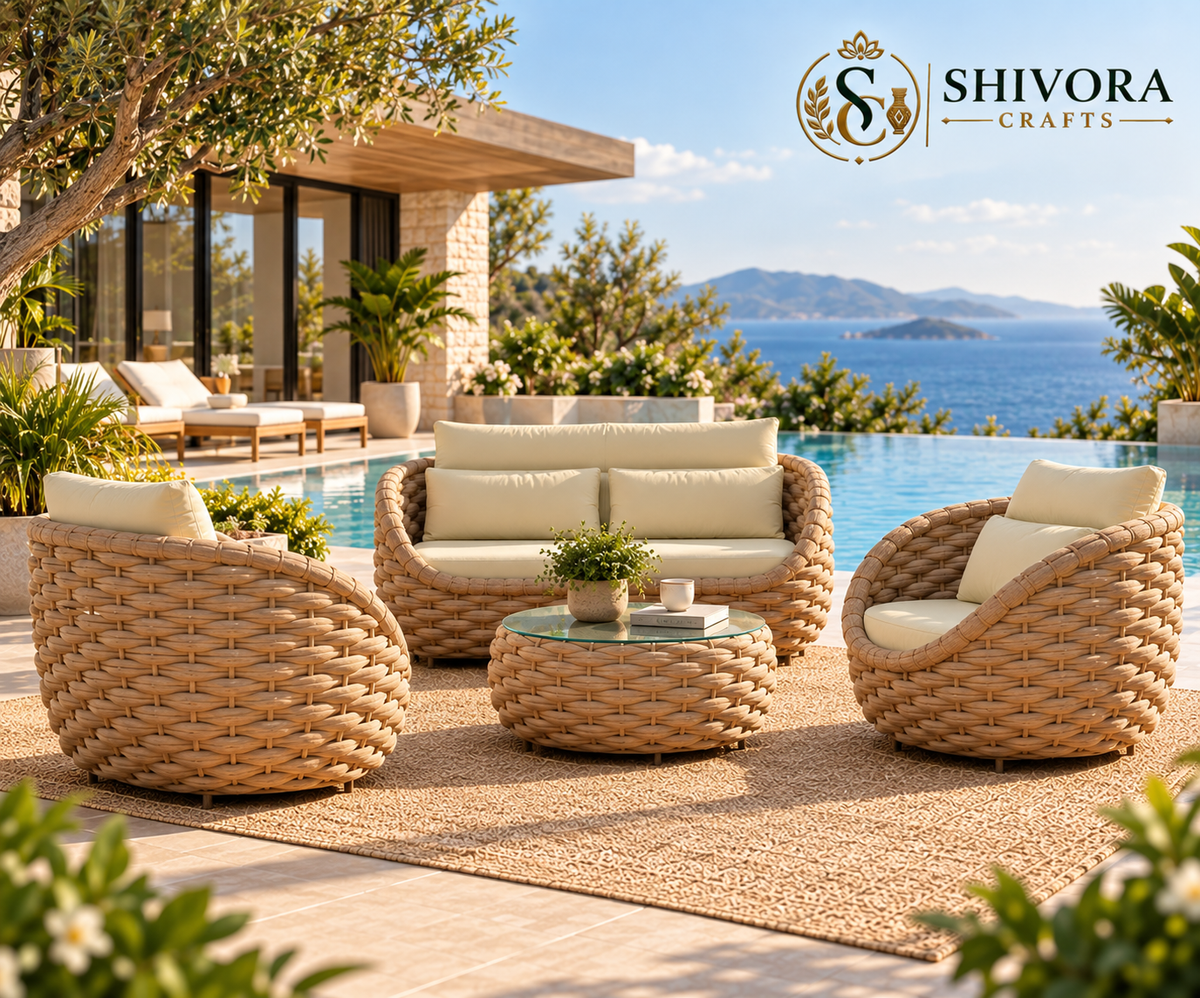 Outdoor Wicker Patio Sofa Set – 4 Piece Conversation Seating Set