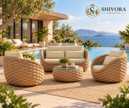 Outdoor Wicker Patio Sofa Set – 4 Piece Conversation Seating Set
