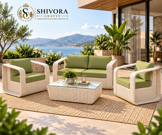 Outdoor Wicker Patio Sofa Set with Coffee Table – 4 Piece Conversation Set