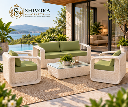 Outdoor Wicker Patio Sofa Set with Coffee Table – 4 Piece Conversation Set