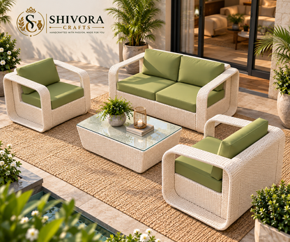 Outdoor Wicker Patio Sofa Set with Coffee Table – 4 Piece Conversation Set