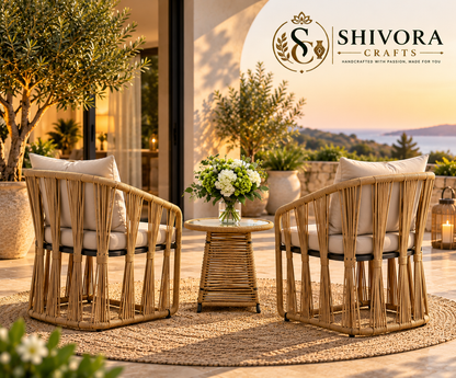 5-Piece Outdoor Wicker Patio Dining Set with 4 Chairs & Round Table