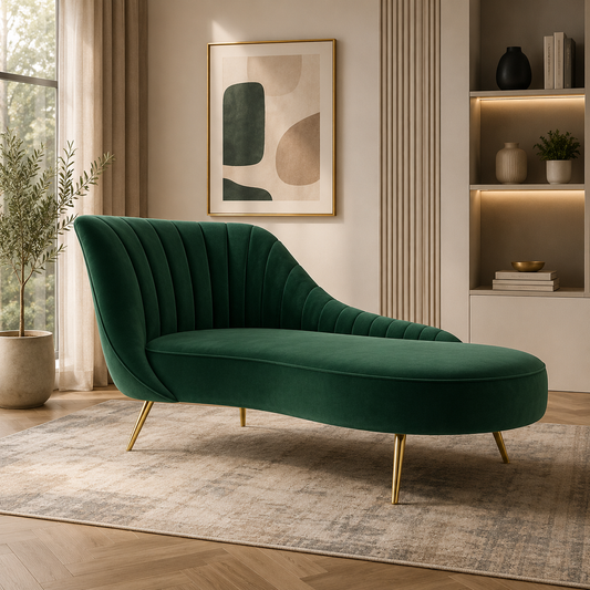 Modern Curved Chaise Lounge Chair – Sculptural Upholstered Accent Seating-Shivora Crafts