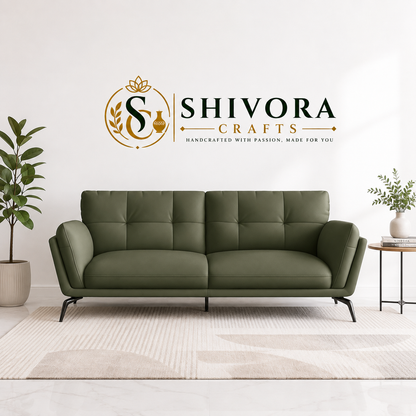Modern 3-Seater Upholstered Sofa with Tufted Back & Sleek Metal Legs