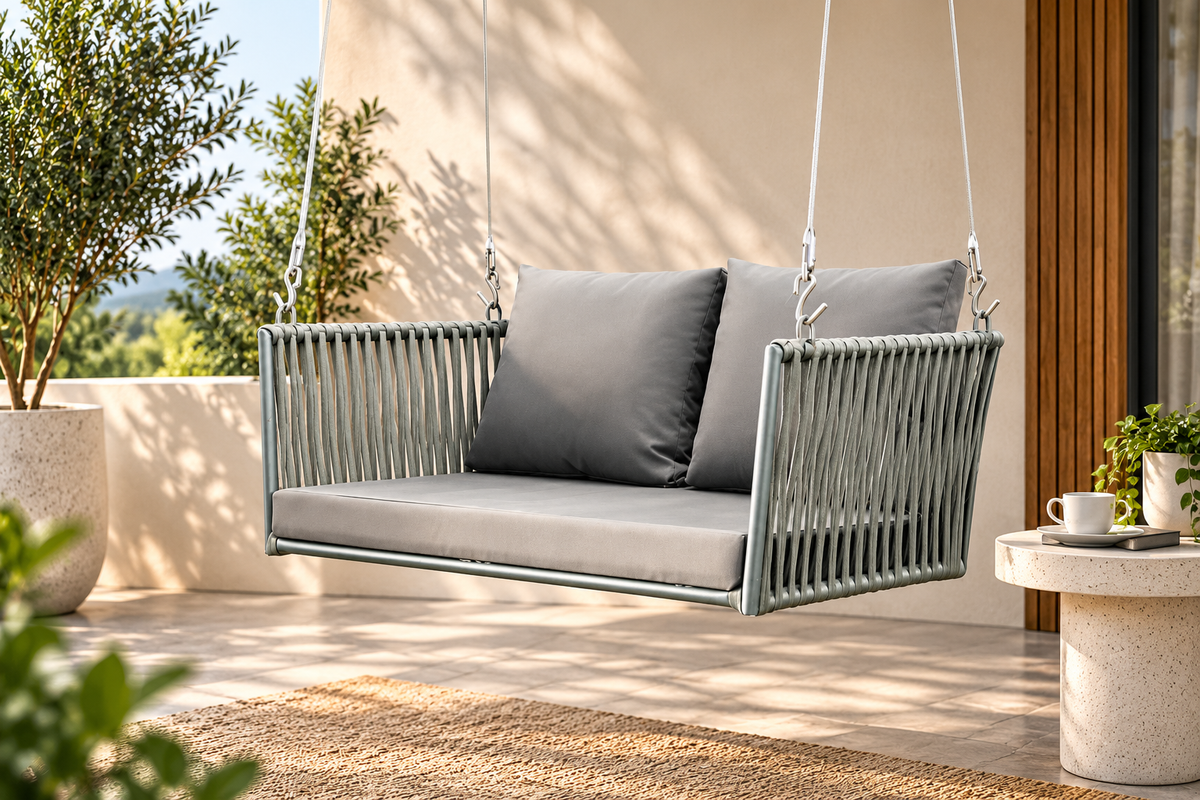 Woven Hanging Swing Chair – Outdoor Rope Hammock Loveseat