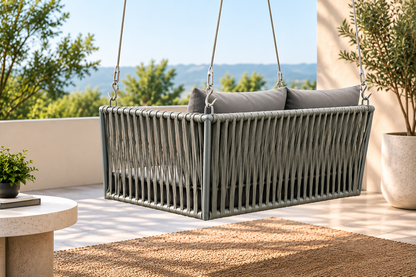 Woven Hanging Swing Chair – Outdoor Rope Hammock Loveseat