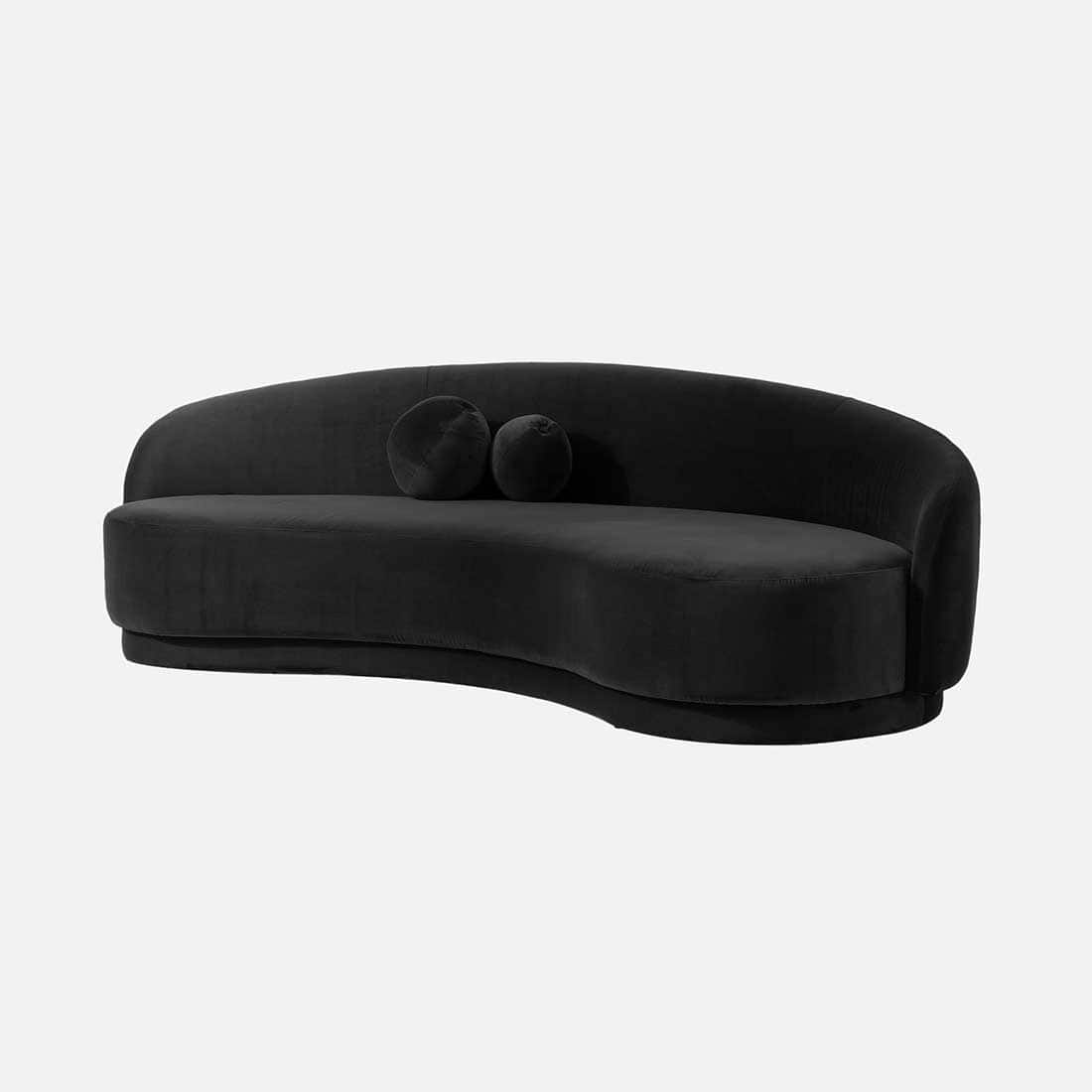 Modern Black Curved 3 Seater Sofa | Luxury Upholstered Sofa-Shivora Crafts