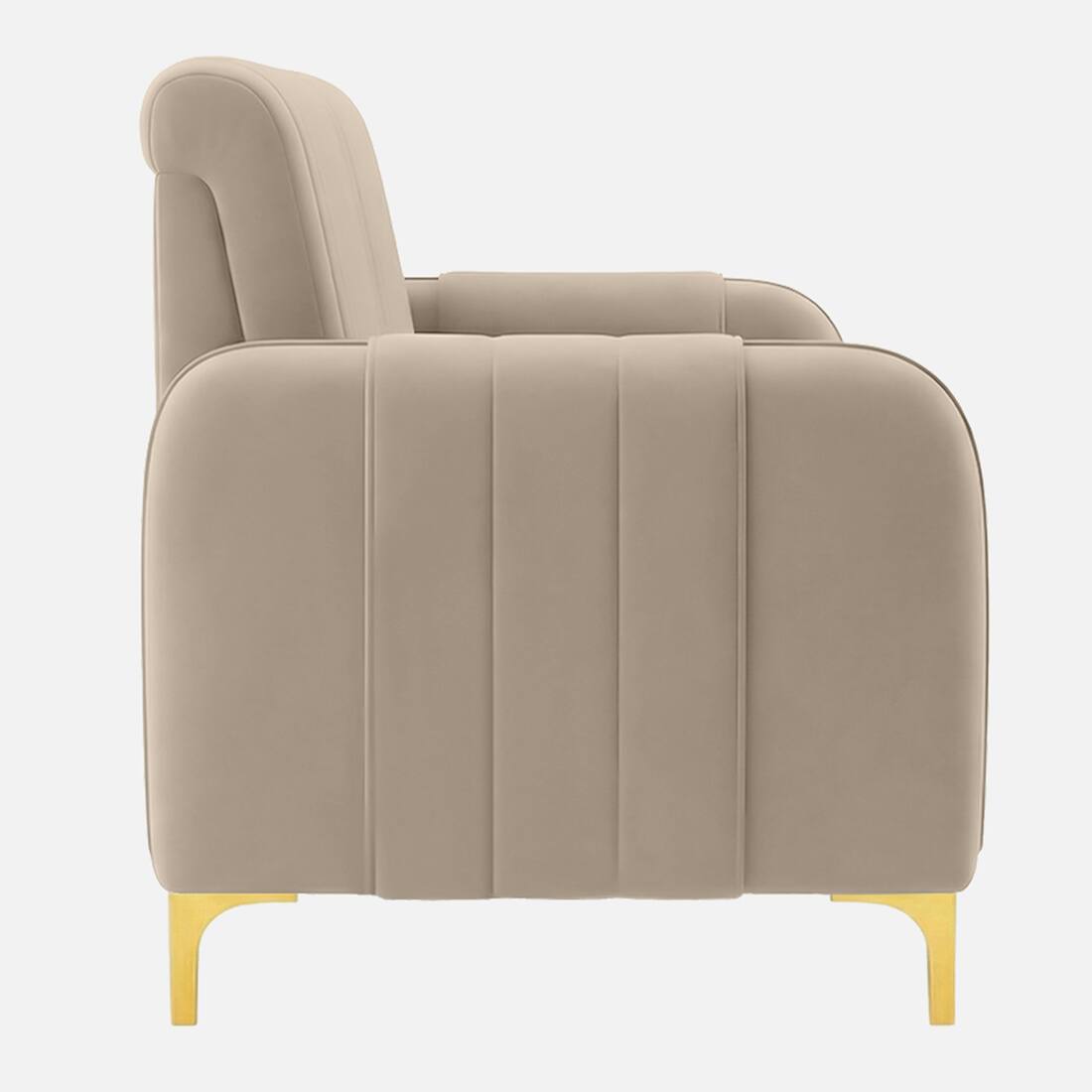 Modern Upholstered Accent Chair with Vertical Channel Back & Rounded Arms