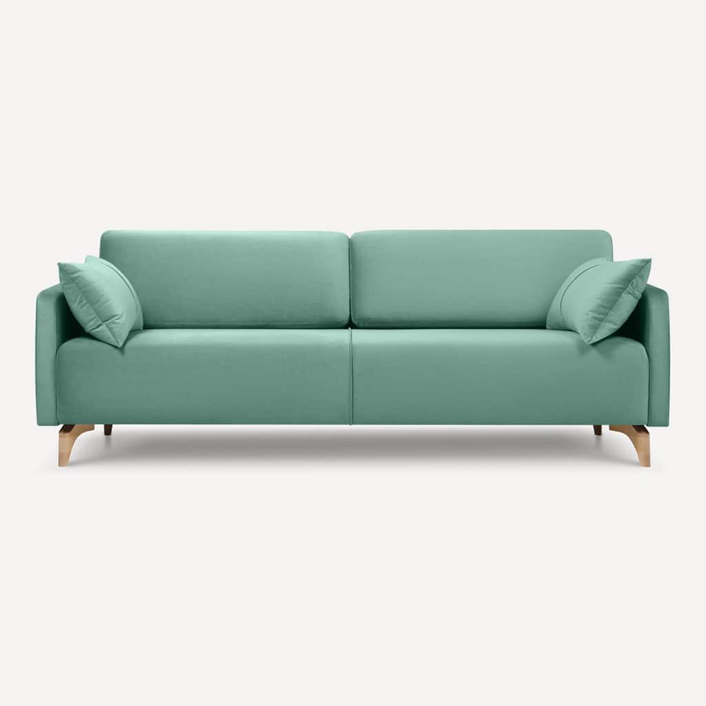 Modern 3-Seater Mint Green Upholstered Sofa with Wooden Legs - Shivora Crafts