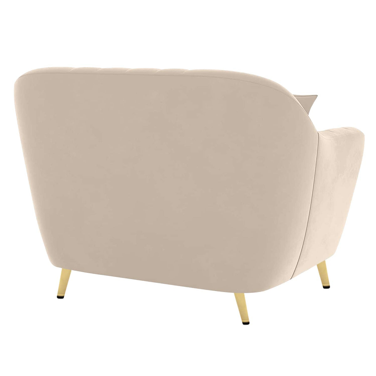 Modern Upholstered Accent Chair with Channel Tufted Back & Curved Arms