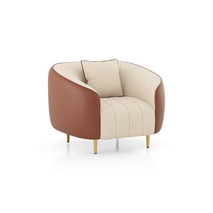 Modern Channel Tufted Accent Chair with Curved Quilted Arms - Shivora Crafts