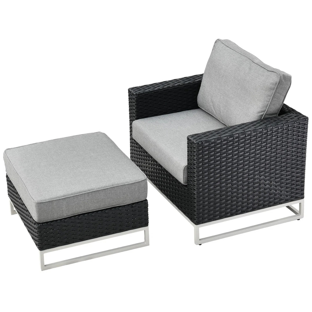 6-Piece Outdoor Patio Seating Set | Sectional Sofa, Lounge Chair, Ottoman & Coffee Table