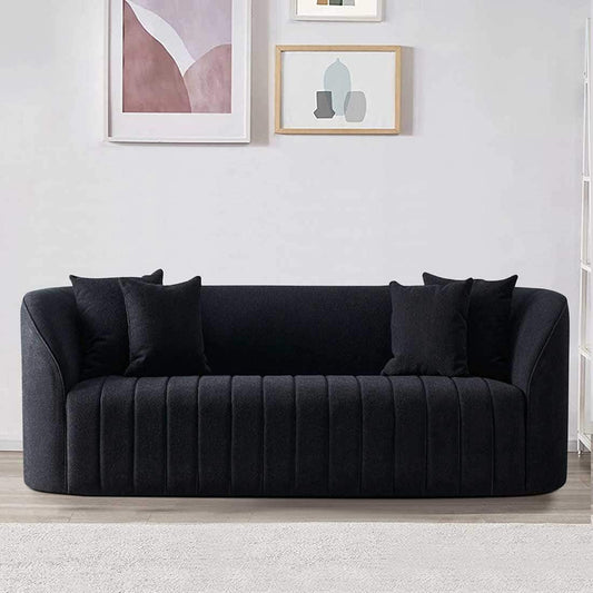 Modern Black 3 Seater Sofa | Vertical Channel Tufted Upholstered Sofa-Shivora Crafts