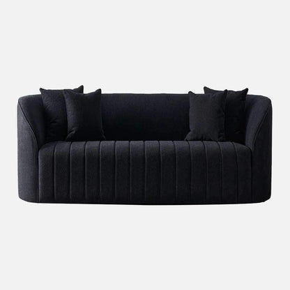 Modern Black 3 Seater Sofa | Vertical Channel Tufted Upholstered Sofa-Shivora Crafts